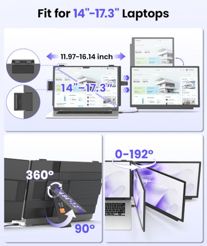 Image of Synnov Laptop Screen Extender, 15.6 inch 1080P FHD Detachable & Portable Dual Monitor for 14-17.3 inch Laptops, Plug & Play Travel Monitor Extender Built in Speakers for Wins /Mac /Chrome /Android
