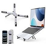 ORICO Portable Laptop Stand for Travel & Desk, Ultra-Compact Foldable Aluminum 3-in-1 Riser for Laptop, Tablet & Phone, 5 Adjustable Heights, Compatible with MacBook/HP/Dell/iPad/iPhone – PN1 (Gray)