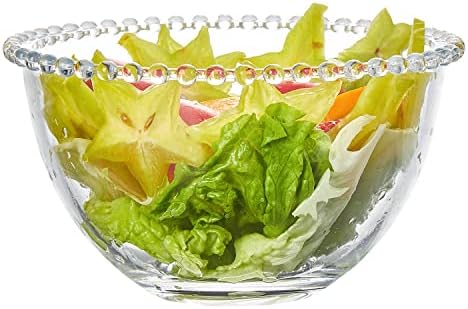 Sendimic Vintage iPearl-edge Clear Glass Salad Bowls,Glass Serving Bowls,Glass Mixing Bowls 8" Inch