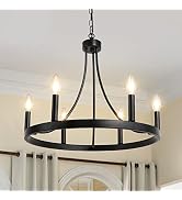LynPon 6 Light Wagon Wheel Chandelier, Diam 20 Inch Black-621204