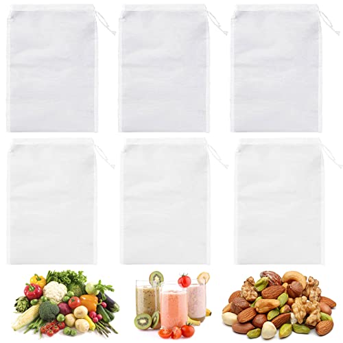 6 Stück Nussmilchbeutel Mit Feinmaschigem Netz Nylon Filter Cloth Feinmaschiges ​Passiertuch Filtertuch Vielseitiges Nussmilchbeutel Dauerhaft Filter Cloth für Saft, Wein, Kaffee und Nussmilch Cover