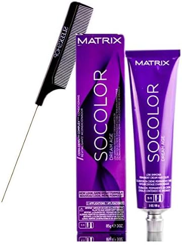 MATRlX SoColor DREAM AGE LOW-AMMONIA Permanent Cream Hair Color (w/Sleek Steel Pin Rat Tail Comb) So Color Haircolor Dye (508NA Medium Blonde Neutral Ash)