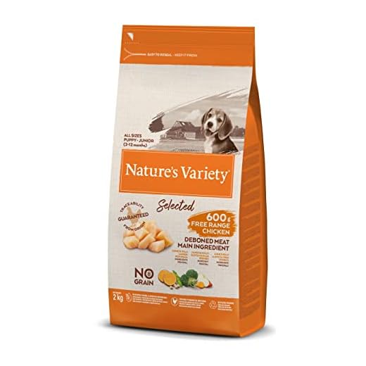 Nature's Variety Selected - Croquettes pour Chiens Junior de toutes les tailles - Sans céréales - avec du Poulet élevé en plein air déssossé - 2kg