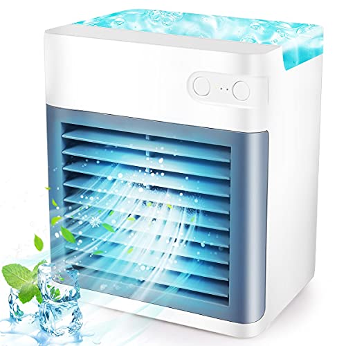 Portable Air Conditioner, 5-in-1 Personal Rechargeable Evaporative Air Cooler with 3 Speeds 7 Colors, Quiet Air Conditioner Portable for Room, Home, Office, Car