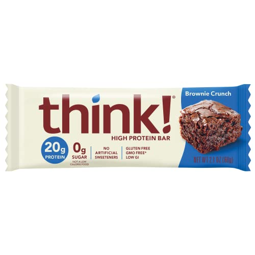 Think! Protein Bars, High Protein Snacks, Gluten Free, Sugar Free Energy Bar With Whey Protein Isolate, Brownie Crunch, Nutrition Bars Without Artificial Sweeteners, 2.1 Oz (12 Count) #TOP6
