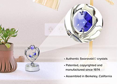 Mascot Chrome Butterfly In Heart Music Box W/Swarovski Crystals - Romantic Gift For Her Birthday, Anniversary, Wedding Or Home Decorations (7 Color Options) #TOP6