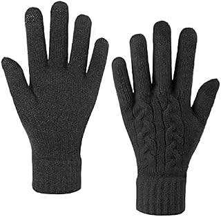 TAGVO Winter Touch Screen Knitted Warm Gloves Women Men Warm Thermal Fleece Knit Stretchy Material, Elastic Cuff Winter Gloves for Skiing Cycling Hiking Driving Outdoor Sports