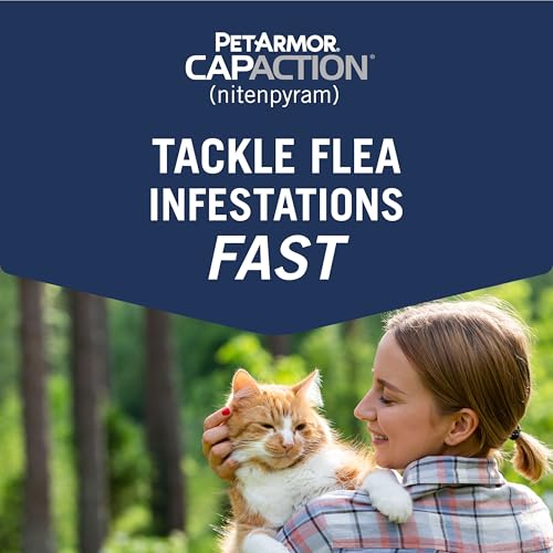 Image of PetArmor CAPACTION (nitenpyram) Oral Flea Treatment for Cats, Cat Flea Treatment Pill, Fast Acting Tablets Start Killing in 30 Minutes, 2-25 lbs, 6 Doses