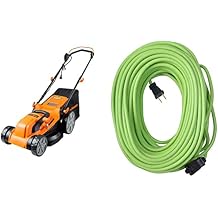 LawnMaster MEB1216K Electric Lawn Mower 16-Inch 12AMP and Yard Master 9940010 Outdoor Garden 120-Foot Extension Cord, Light Duty