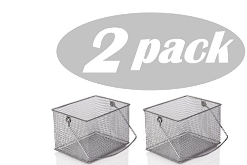Ybm Home Mesh Wire Food Storage Organizer Bin Basket With Handle For Kitchen Pantry, Cabinets, Bathroom, Laundry Room, Closets, Garage - Rectangle Metal Farmhouse Mesh Basket, 2 Pack #TOP8