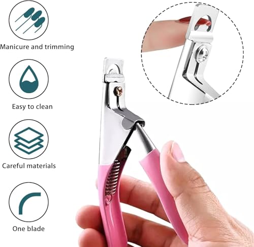 Nagelknipser Gelnägel, Stainless Tip Cutter mit Elegant Solid Rosa Gel Griff, Leicht zu Reinigender Nagelknipser für Kunstnägel, Scharfe Nail Clipper für Gel Nails, Diy Schönheitszubehör