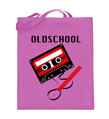 Cassette culte sac en toile de jute idée cadeau rétro rose