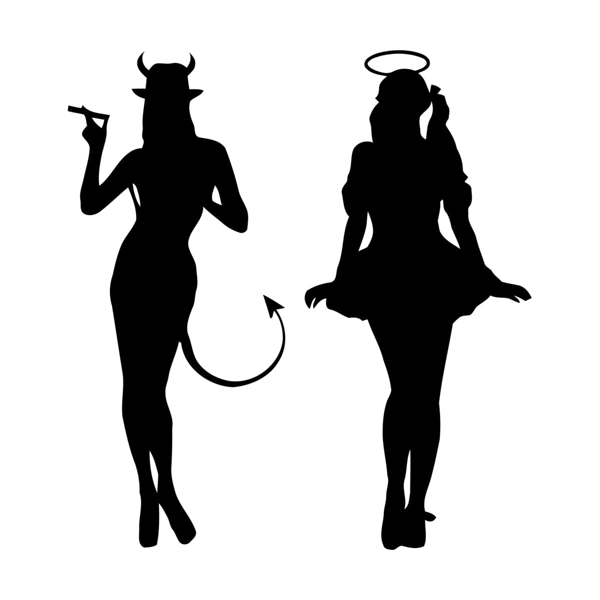 Silhouettes Angel and Demon Wall Decals PVC 54x60.5cm Multi Color Selection Large Black — image 1