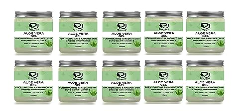 RU brand Pure Aloe Vera Skin/Hair Gel With Vitamin E & Natural Emollients (Paraben Free), (200gm, Pack Of 10)