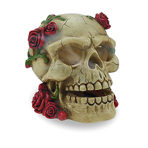 Rose Skull Incense Burner Holder Decorative Skull Head Gothic Aquarium Decoration Reptile Hideout Shelter Sugar Skull Decor Day Dead Halloween #TOP20