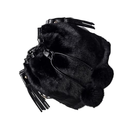Sac en peluche noir Holibanna style créatif avec cordon