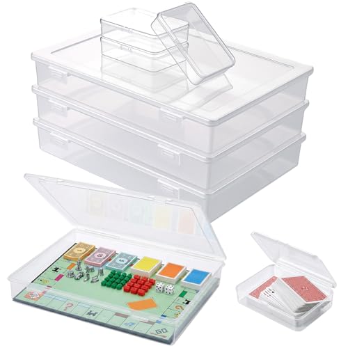HFKPJRT 4 Pcs Clear Board Game Storage Containers with 4