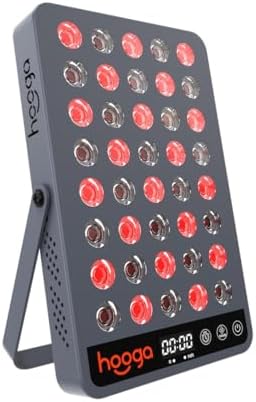 Hooga Red Light Therapy Panel Device – 660nm Red & 850nm Near Infrared Light Therapy, LED Light Therapy Lamp for Face & Body, 40 LEDs, Timer, Adjustable Stand – HG200