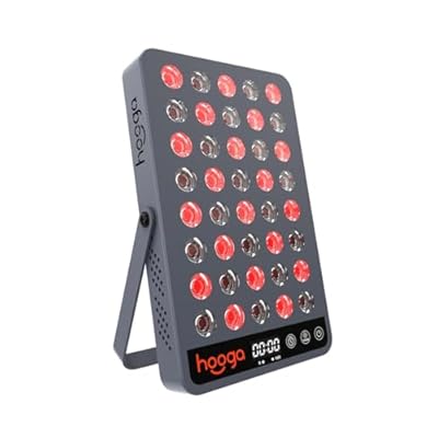 Hooga Red Light Therapy Panel Device 660nm Red & 850nm Near Infrared Light Therapy, LED Light Therapy Lamp for Face & Body, 40 LEDs, Timer, Adjustable Stand HG200