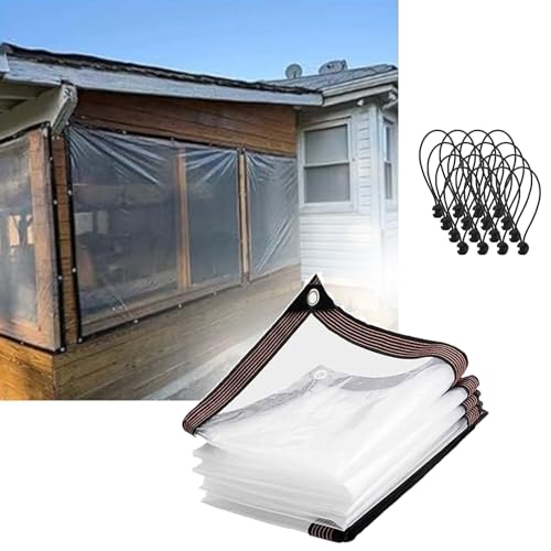 20x21 FT,Ground Covers Clear Tarp 0.18mm Waterproof Tarpaulin Cover Plastic Tarp Pergola Side Panels,for Patio, Covering Henhouse Porch Canopy Plant Camping