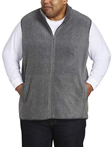 Amazon Essentials Men s Big & Tall Full-Zip Polar Fleece Vest fit by DXL, Charcoal Heather, 3X