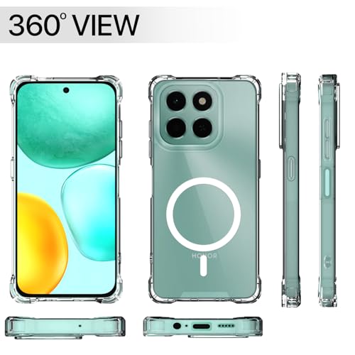 Image of Pikkme Back Cover for Honor X6c PC + TPU Clear Transparent Raised Edges Shockproof Protective Phone Bumper Case(Transparent)