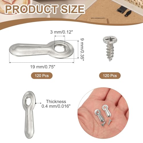 Image of uxcell 120pcs Picture Frame Backing Clips, 0.75 inch Photo Frame Turn Buttons Fasteners Hardware Corner Clip with 120pcs Screw for Hanging Pictures Craft Drawings, Silver