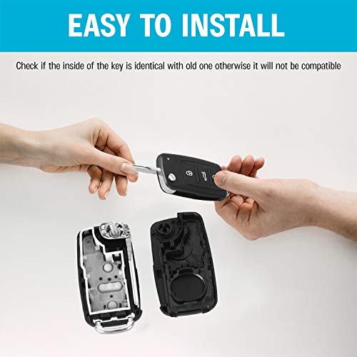 PHONILLICO Sleutelbehuizing voor VW, Skoda en Seat modellen met 3 toetsen afstandsbediening - Afbeelding 4