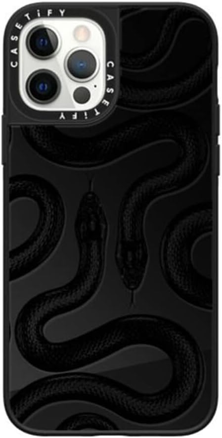 CASETiFY Mirror Case for iPhone 12/12 Pro Compatible with Magsafe - Cute Clouds by eggsdoodz - Black on Black