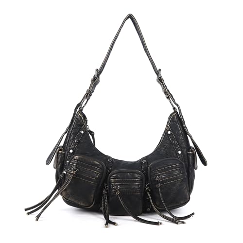 Image of Angel Kiss Hobo Bags Purse for Women Y2K Shoulder Bag Multi Pockets Designer Satchel Studded Handbags with Strap
