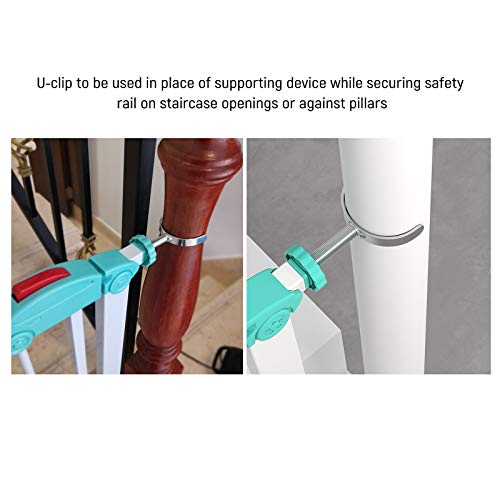 Image of Safe-O-Kid Safety Gate Clip U Shape Adaptor for Baby Safety Gate, Pressure Mounted Stair & Door Security Gate, Durable Wall Protector for Safety Rail, White, Pack of 1