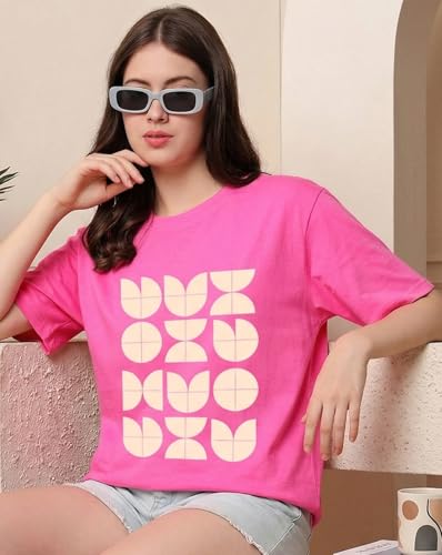 Image of Women's Half Sleeve Oversize Tshirt Graphic Printed Round Neck T-Shirts for Women