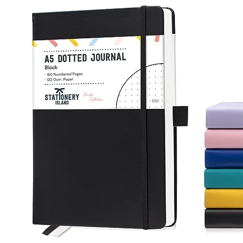 STATIONERY ISLAND Notizbuch Dotted 5,3 x8,4, 180 Nummerierte Seiten Journal Buch, 120gsm Papier Notizbuch Gepunktet, Hardcover Bullet Dotted Journal