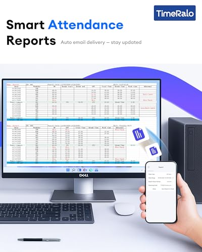 TimeRalo Cloud-Based Time Clock for Small Businesses, 3-in-1 Fingerprint Attendance System with Smart Scheduling, Overtime & Lunch Rules, 2.4GHz WiFi, Auto Reports, No Monthly Fees (with 10 ID Cards)