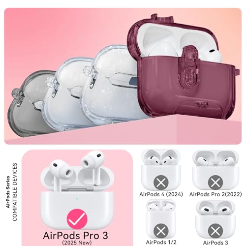 Image of for AirPods Pro 3 Case 2025 with Safety Lock,Wine Red