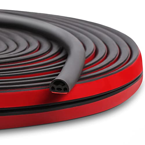 [New Upgrade] 40 Ft Silicone Door Weather Stripping Door Seal Strip For Doors & Windows, Multi-Layer Soundproof Chamber Design, Self-Adhesive Backing Seal Gap From 5/32" To 1/4", Easy Cut To Size #TOP5
