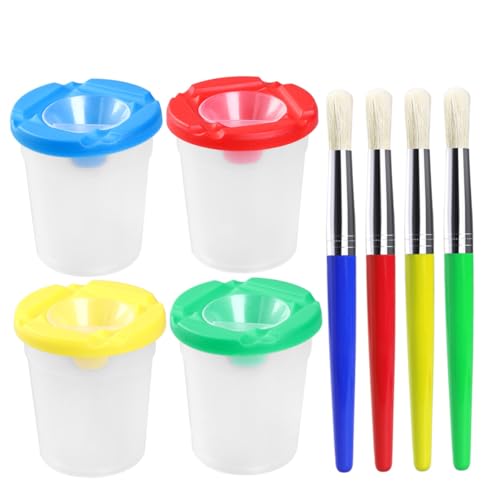 Kisangel Pinceles de Pintura para Vasos de Pigmento para Pintar y Limpiar Cerdas Premium para Acuarela Mango de Plástico Ergonómico Adecuado para Años para Principiantes y Manualidades