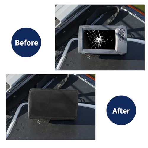 Image of Fishfinder Cover 3-10in,Depth Finder Oxford Fabric Waterproof Protection Accessories,for Hummingbird Lowrance Models,Protects Your Screen and Device from Sun Adverse Weather Damage Fishing