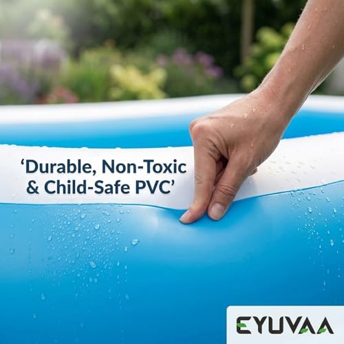 Image of EYUVAA LABEL Rectangular Inflatable Pool for Kids & Toddlers 7 Feet Large Full-Sized Swimming Bathtub Backyard Water Play Summer Fun Durable Child-Safe PVC Quick Inflate & Portable Outdoor Pool
