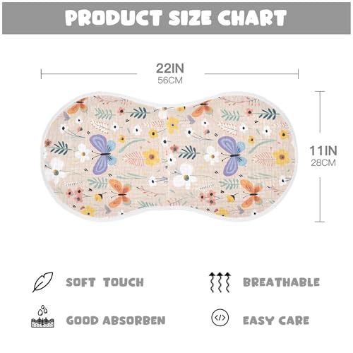 xigua Butterfly Flowers Baby Burp Cloths for Newborn Boys and Girls 1 Pack, Soft & Absorbent Cotton Baby Burp Cloth, Baby Washcloths, Newborn Towel, Burp Rags4
