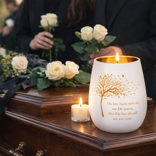 Trauergeschenk, Weiße Trauerkerze Für Beerdigungen Und Gedenkfeiern, Elegantes Teelicht Als Kondolenzgeschenk, 1 Stück In Mattweiß
