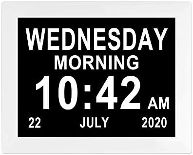 ybest 8 inch Dementia Clocks 8 Alarm Options Digital Day Calendar Clock Extra Large Display Non-Abbreviated Day & Month for Senior Elderly Impaired Vision Memory Loss Clocks