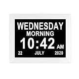 ybest 8 inch Dementia Clocks 8 Alarm Options Digital Day Calendar Clock Extra Large Display Non-Abbr