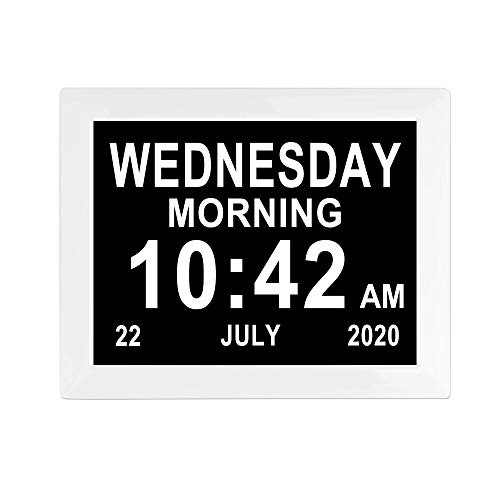 Ybest 8 Inch Dementia Clocks 8 Alarm Options Digital Day Calendar Clock Extra Large Display Non-Abbreviated Day & Month For Senior Elderly Impaired Vision Memory Loss Clocks #TOP1