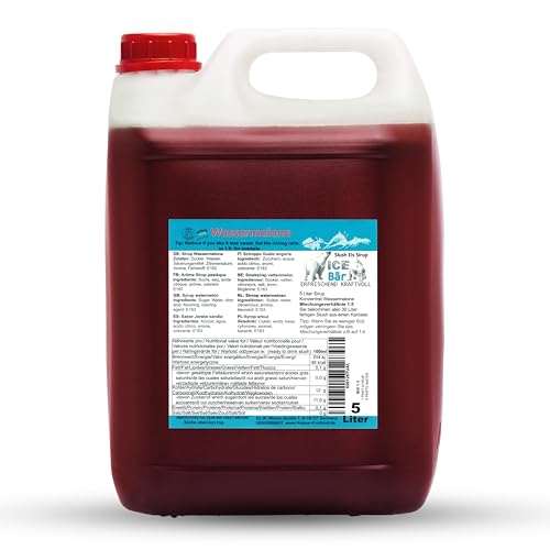 ICE Bär SLUSH Granizado 12 variedades afrutadas, 5 litros de concentrado, Sabor a sandía, granizador de hielo para máquina de hielo de bricolaje 5L (Paquete de 1)