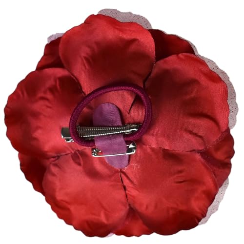 Image of Women's Multifunction Rose Flower Sheer Petal Brooch Pin Hair Tie Clip