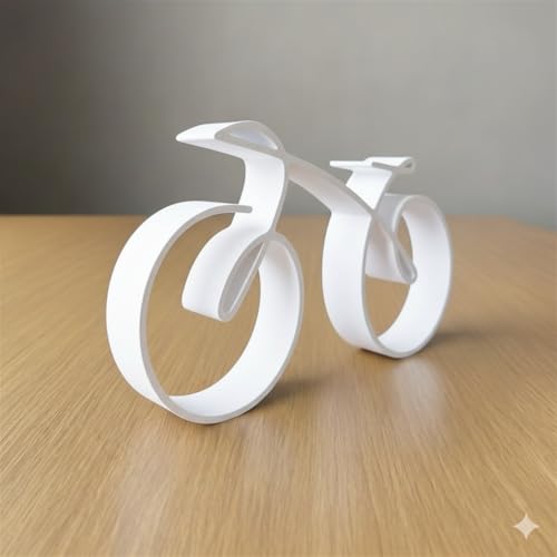 Image of Minimalistic Bicycle Sculpture Wire Framed Style, Bike Silhouette, Gift for a Cyclist, Bicycle Art Wall Decor, Side Table Statue Decor, Home Decoration (White, 7.87in*4.72in)