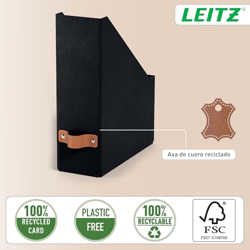 Leitz Archivador Revistero - 2 Revisteros A4 Resistentes, Compatibles con Estanterías Modulares, Capacidad para 900 Hojas (80 g/m²), Organizador de Escritorio para Oficina, 10 x 26 x 31cm, Negro - imagen 5