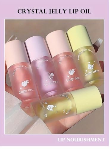 Image of Gege Bear Crystal Jelly Lip Oil : Fruity Lip Gloss for Luscious, Glossy Lips for Women, Clear Transparent Lip Oil with Fruity Essence (1-Pack, Avocado)