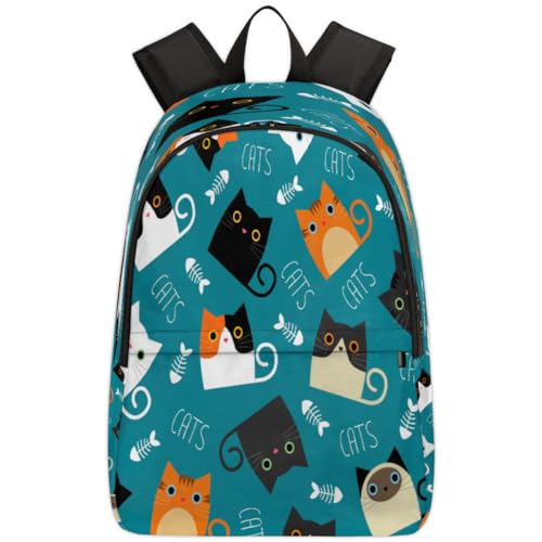 Sac à dos pour hommes femmes filles garçons enfants TropicalLife imprimé chat décontracté
